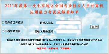北京2011年第一次职称计算机考试成绩查询与计算机技术咨询指南